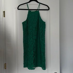 Green Lace High Neck Dress